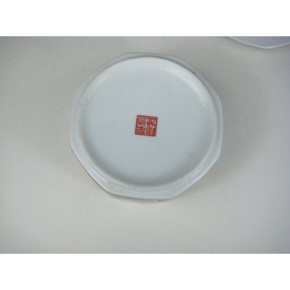 Kutani Takahashi Octagon Trinket Box Japan Floral Bird Vintage Lidded Porcelain - Picture 12 of 13